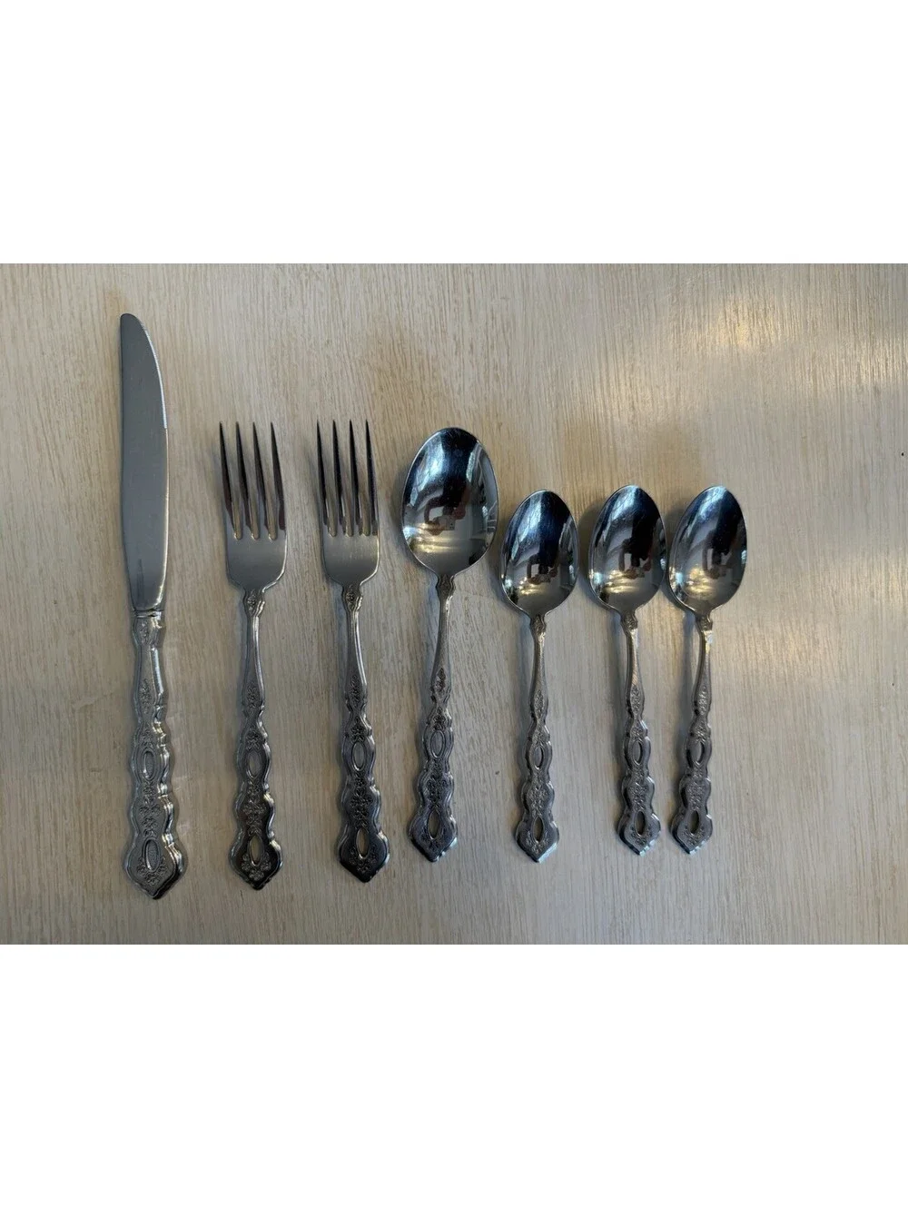 Oneida Community Fantasy Stainless Steel Pierced Furnished Flatware Lot Of 7 Car